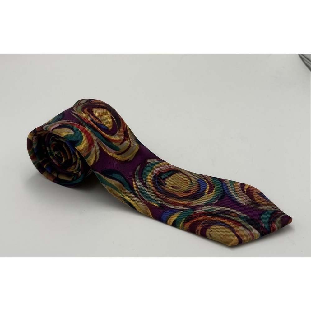 Paul Lawrence Men's Vintage 100% Silk‎ Abstract Pattern Neck Tie Multicolor